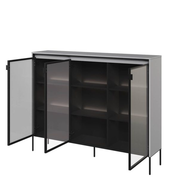 ⁦שידה 3 דלתות זכוכית עם תאורה <br> Tresso 08⁩ – תמונה ⁦3⁩