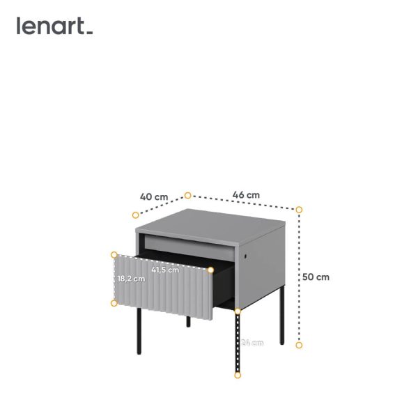 ⁦שידת לילה עם מגירה ותאורה <br> Tresso 10⁩ – תמונה ⁦6⁩